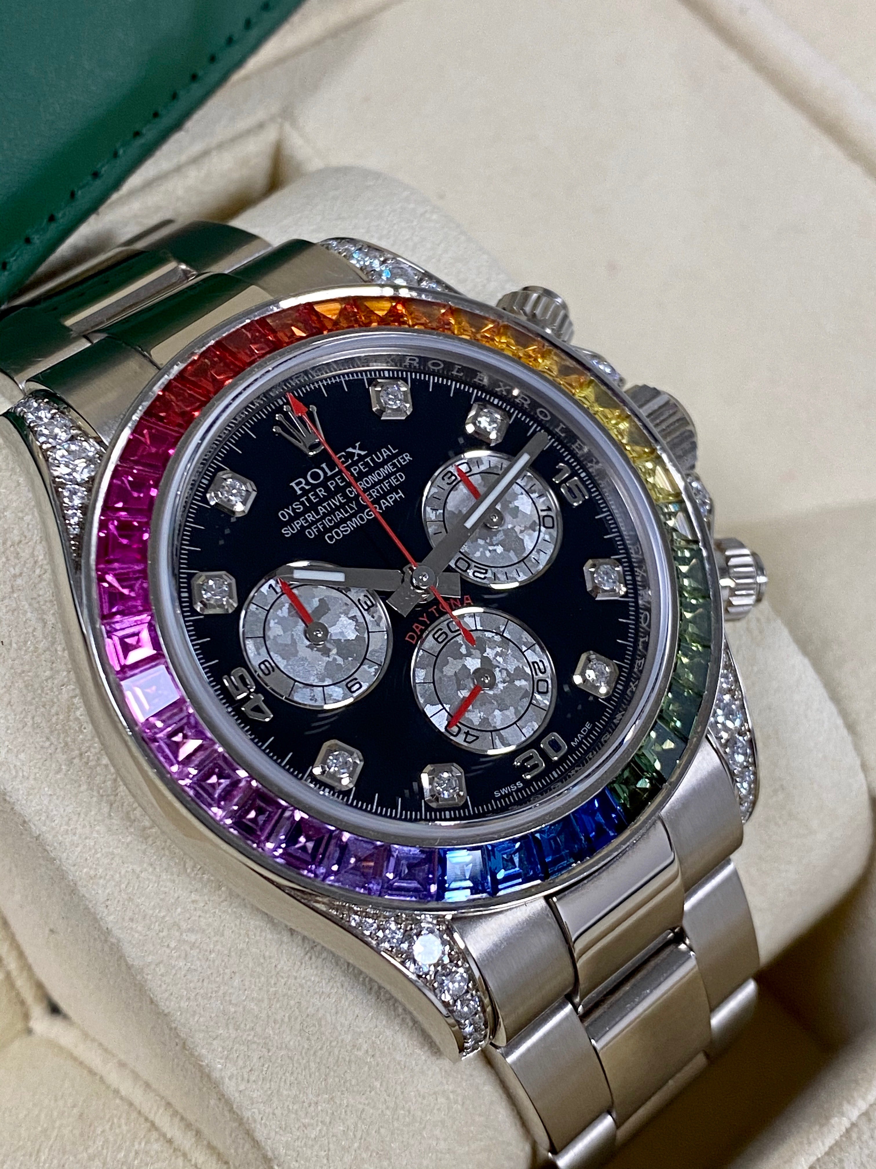 Rolex Daytona Cosmograph Daytona White Gold Rainbow Diamonds 40mm 116599RBOW Box & Papers - Image 2