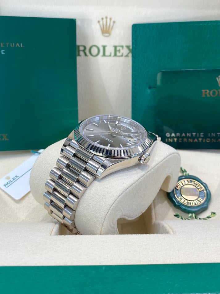 Rolex Day-Date President 40mm White Gold Grey Rhodium Index Dial - 228239 - Image 7