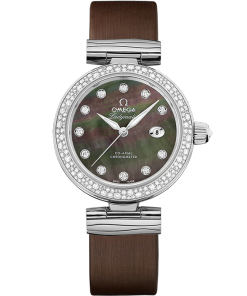 Omega De Ville Ladymatic 34mm Black Dial with Diamonds Stainless Steel Strap 425.37.34.20.57.004