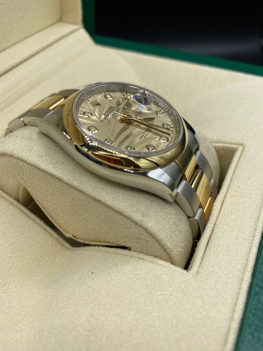 Rolex Datejust 36mm 126203 Golden Palm Dial Domed Bezel Oyster Bracelet - Image 6