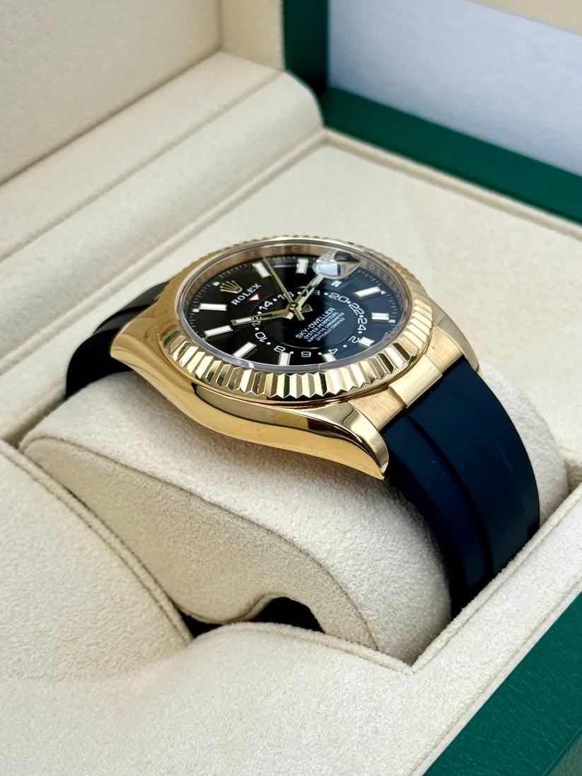 Rolex Sky-Dweller 42mm 336238-0002 Yellow Gold Black Dial Oysterflex - Image 6