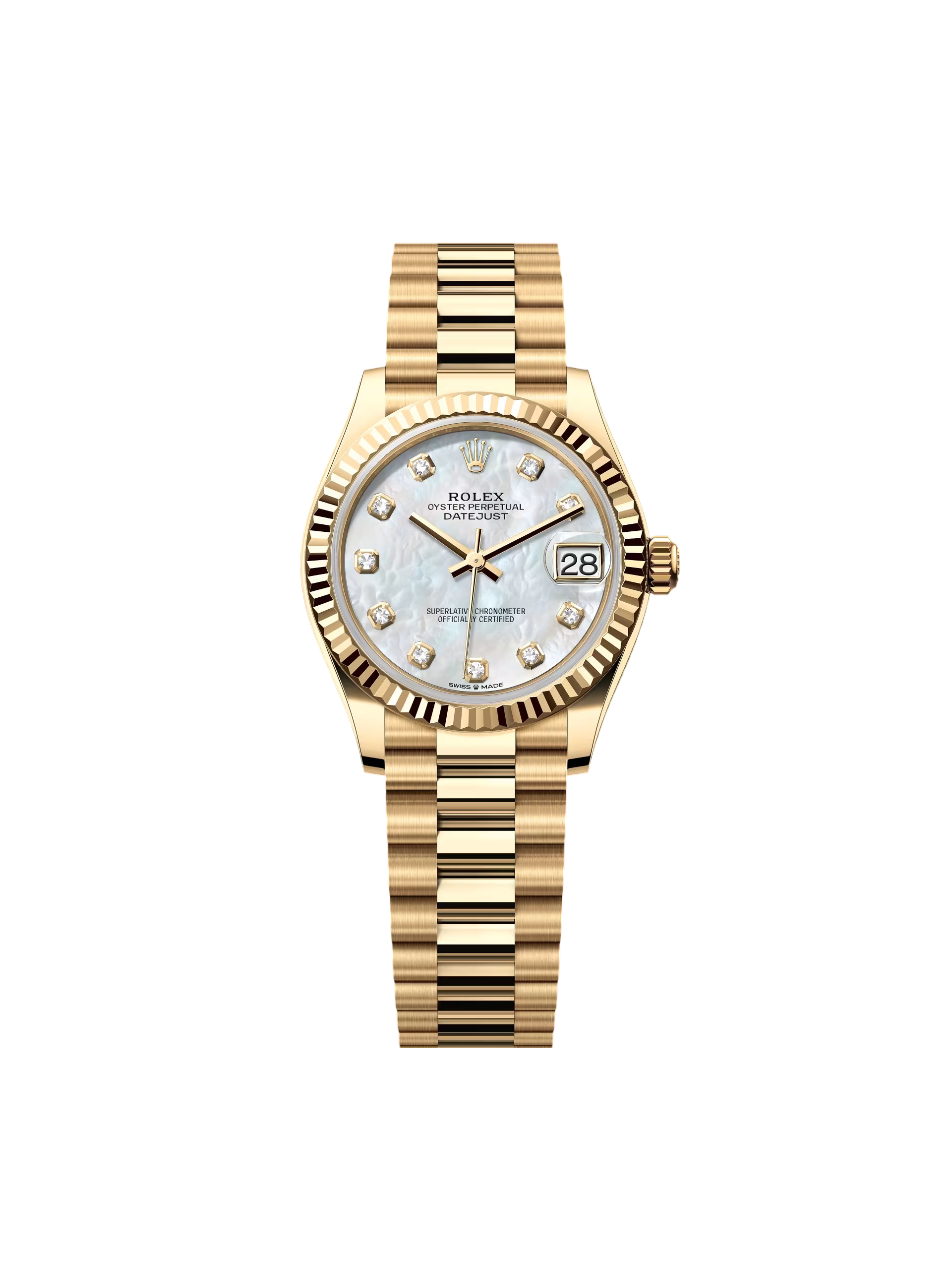 Rolex Datejust m278278-0020 White 31mm Dial President Bracelet Watch