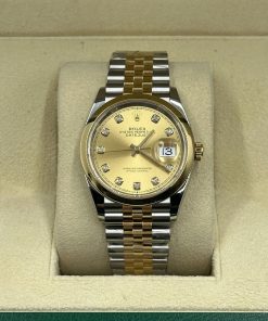 Alternative view of Rolex  Datejust 36mm 126203 Champagne Set with Diamonds Dial Domed Bezel Oyster Bracelet