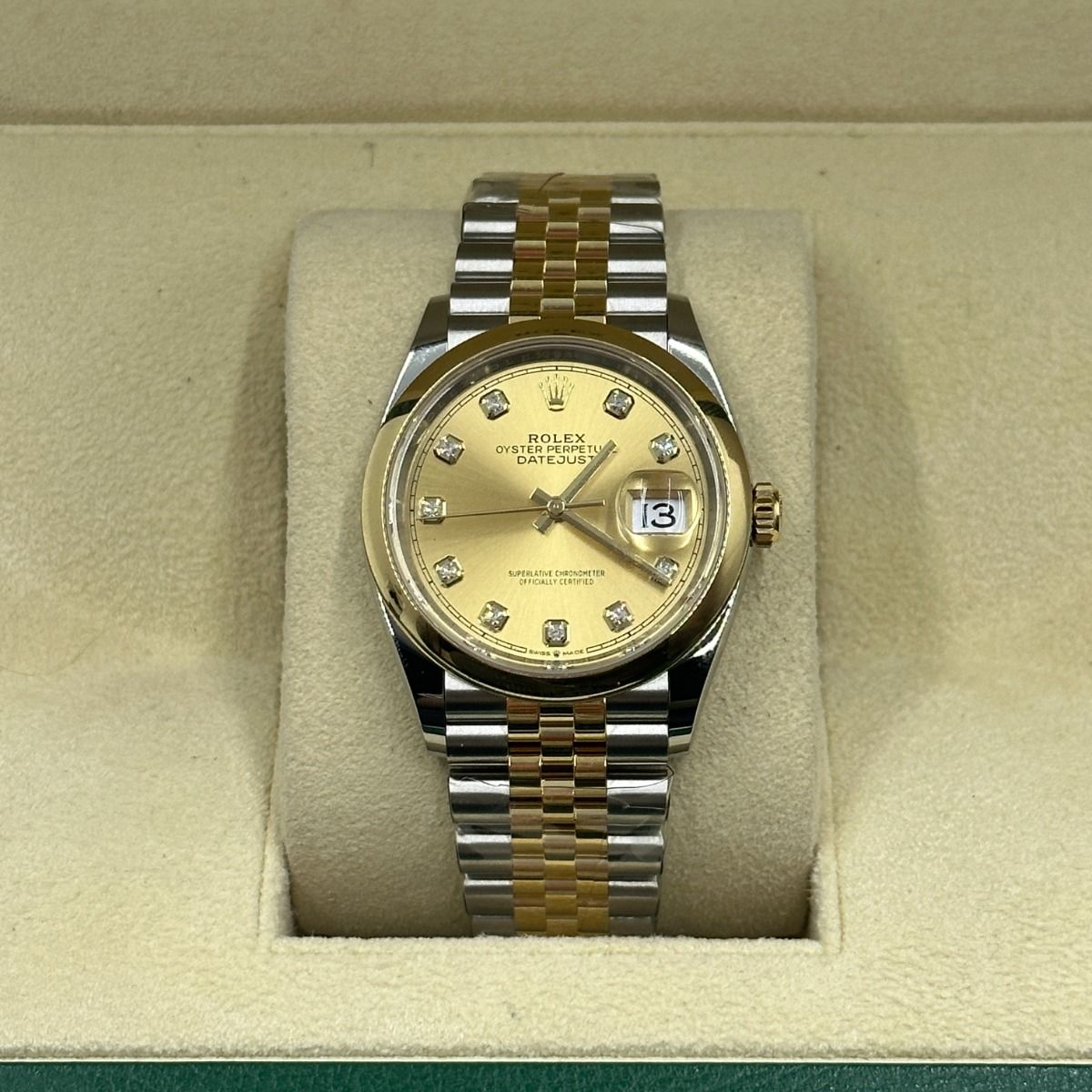 Rolex Datejust 36mm 126203 Champagne Set with Diamonds Dial Domed Bezel Oyster Bracelet - Image 2