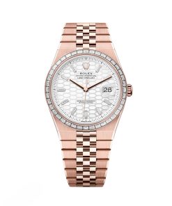 Rolex Land-Dweller 127385TBR-0003 White Honeycomb Dial Diamond Everose Jubilee Bracelet 40mm