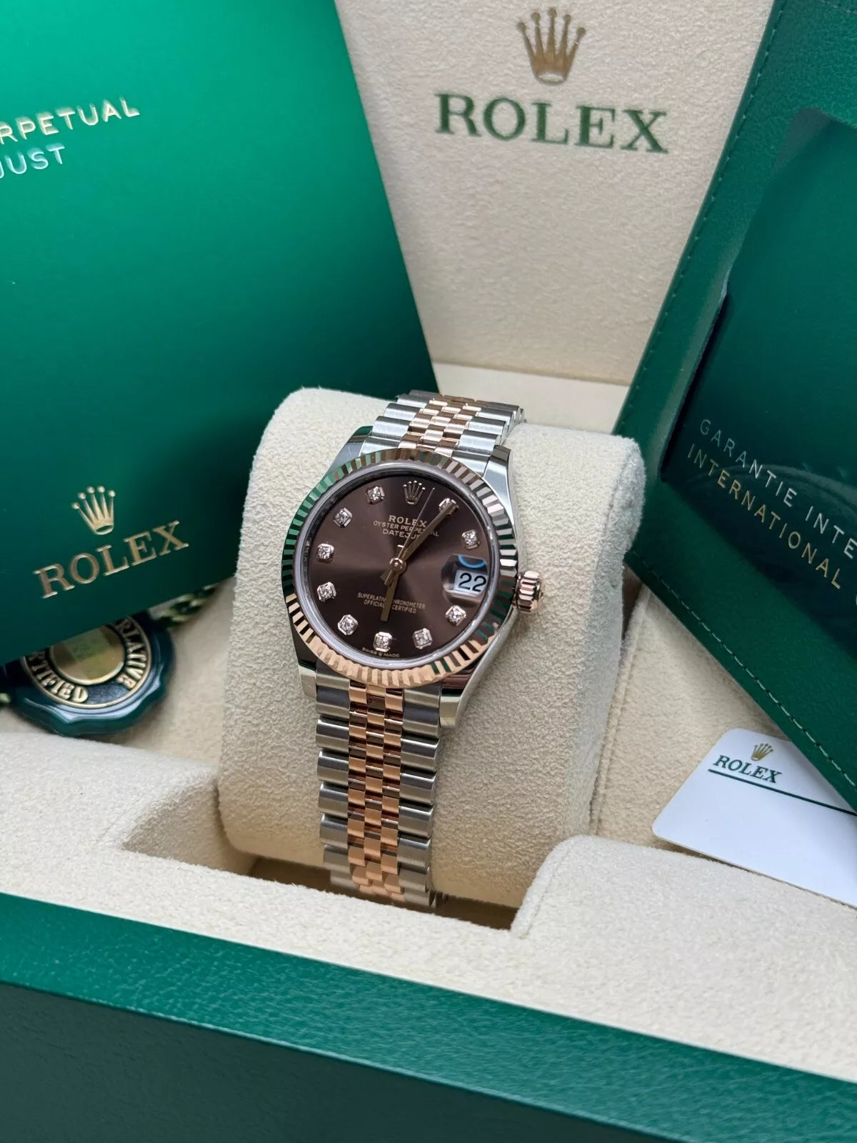 Rolex Lady-Datejust 28mm 279171 Chocolate Diamond Oyster Stainless Steel and Rose Gold - Image 10
