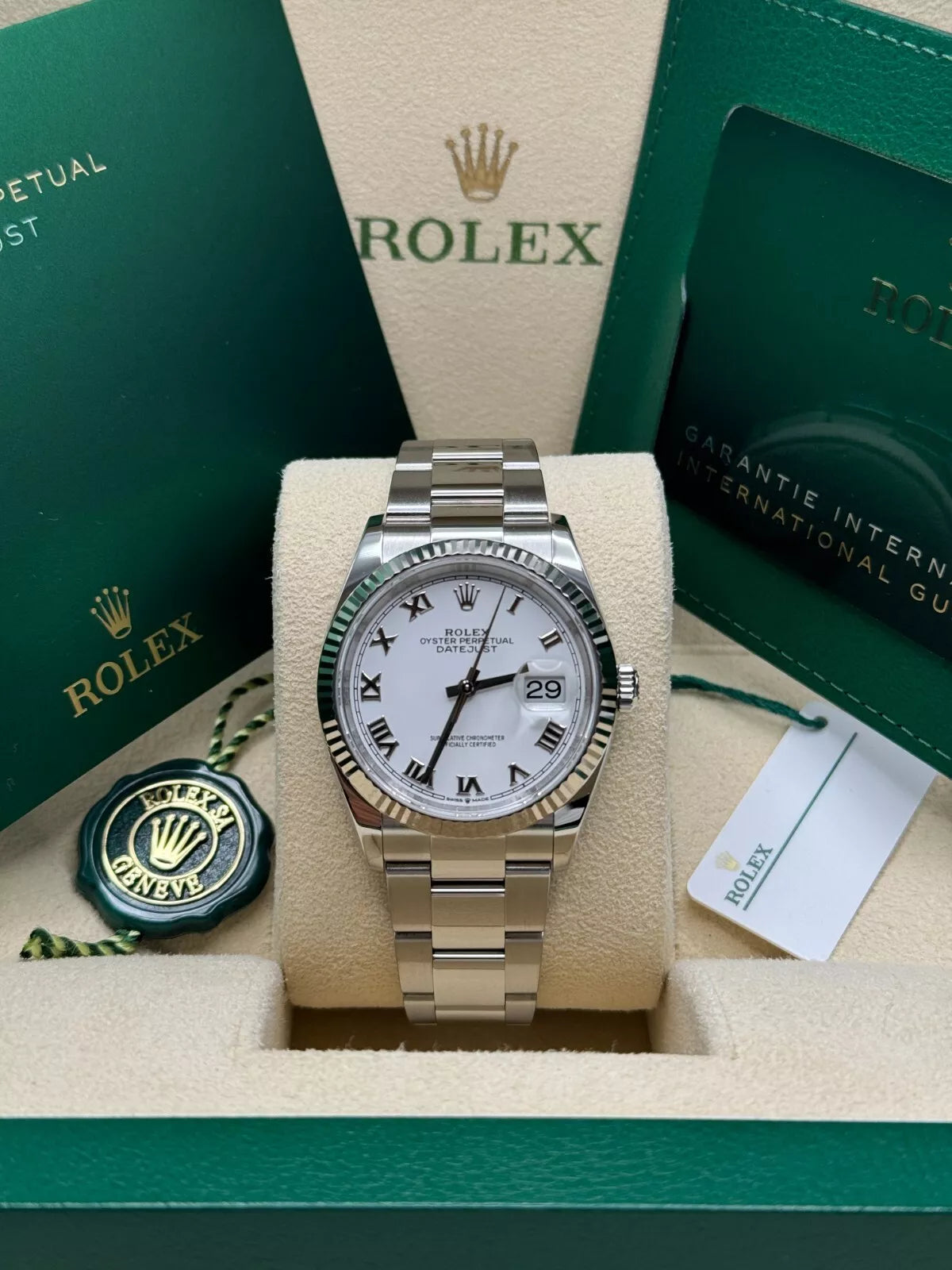 Rolex Datejust 41mm 126334 White Roman Oyster Stainless Steel Mens Watch - Image 4