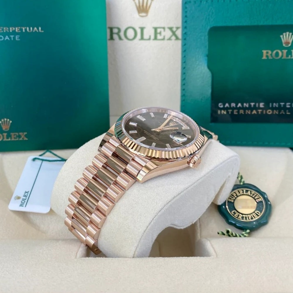 Rolex Day-Date President 40mm Everose Eisenkiesel Diamond Baguette Dial - 228235 - Image 5