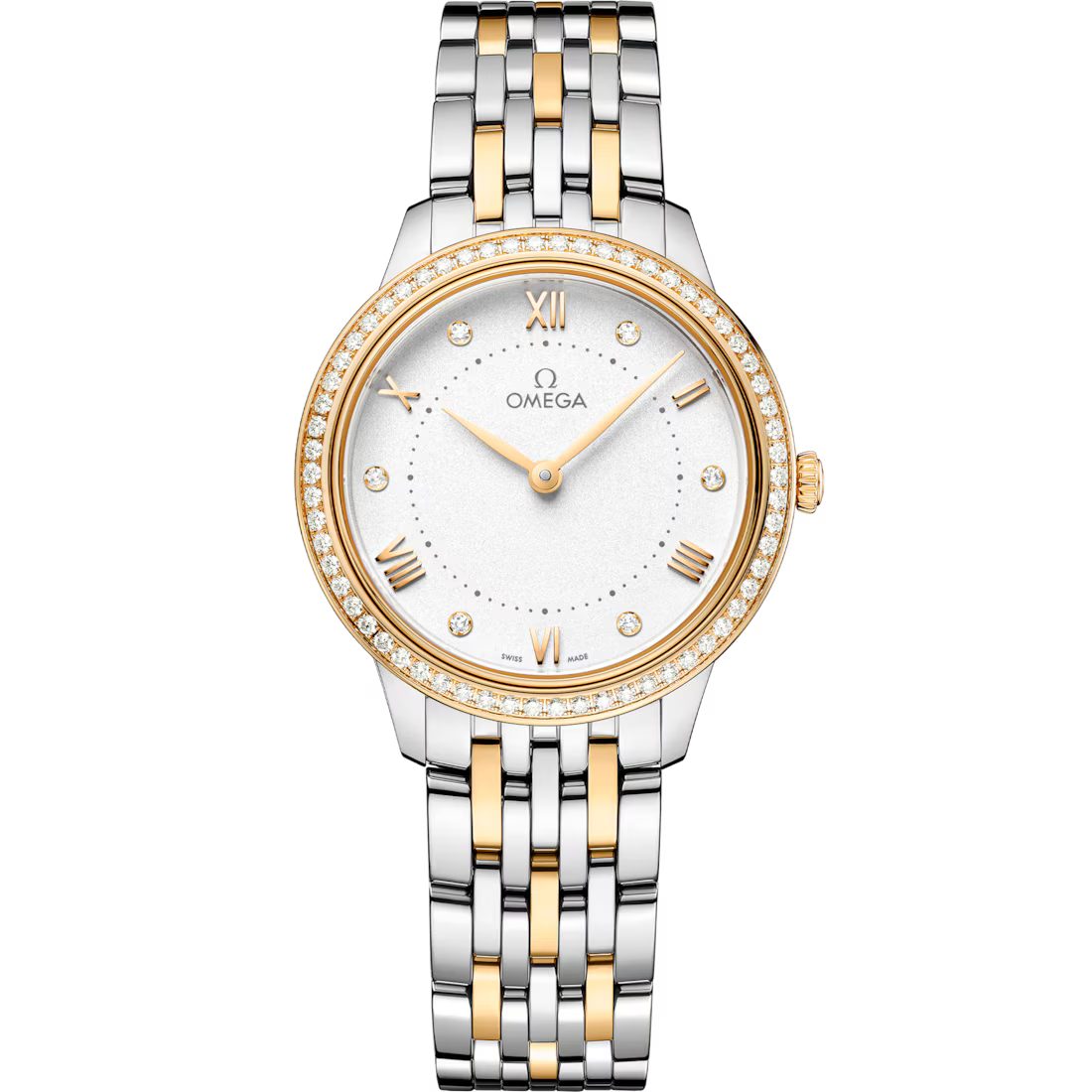 Omega De Ville Prestige, Stainless Steel, 18k Yellow Gold and Diamond-set, 30mm Quartz 434.25.30.60.52.002
