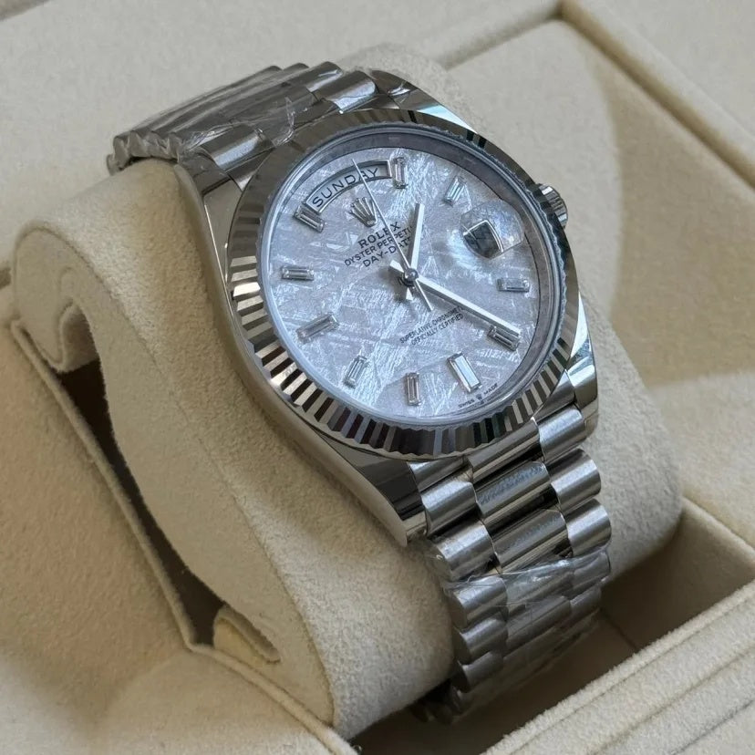 Rolex Day-Date President 40mm Platinum Meteorite Diamond Baguette Dial - 228236 - Image 3