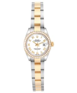 Alternative view of Rolex Lady-Datejust 28mm 279383RBR White Roman Dial Yellow Rolesor Oyster Bracelet