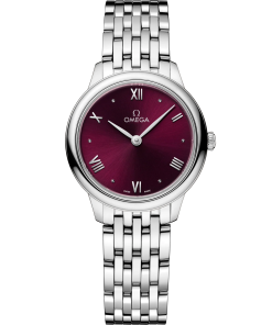 Omega De Ville Prestige 27.5 mm Red Dial Stainless Steel Bracelet 434.10.28.60.11.001
