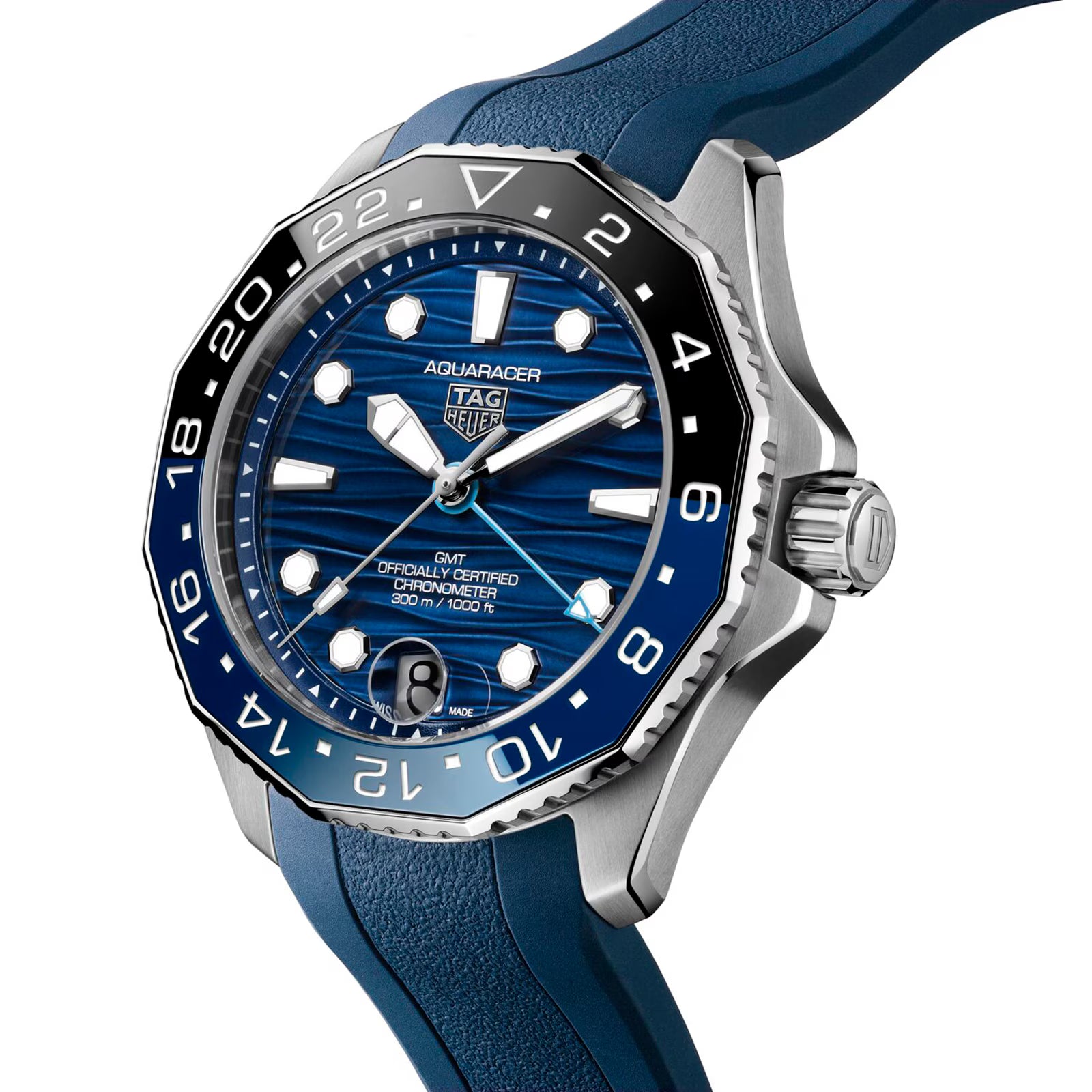 TAG Heuer Aquaracer Professional 300 GMT 42mm Mens Watch Blue Rubber WBP5114.FT6259 - Image 4