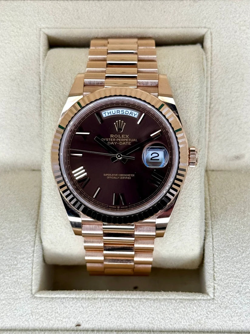 Rolex Day-Date President 40mm Everose Gold Chocolate Roman Dial - 228235 - Image 4