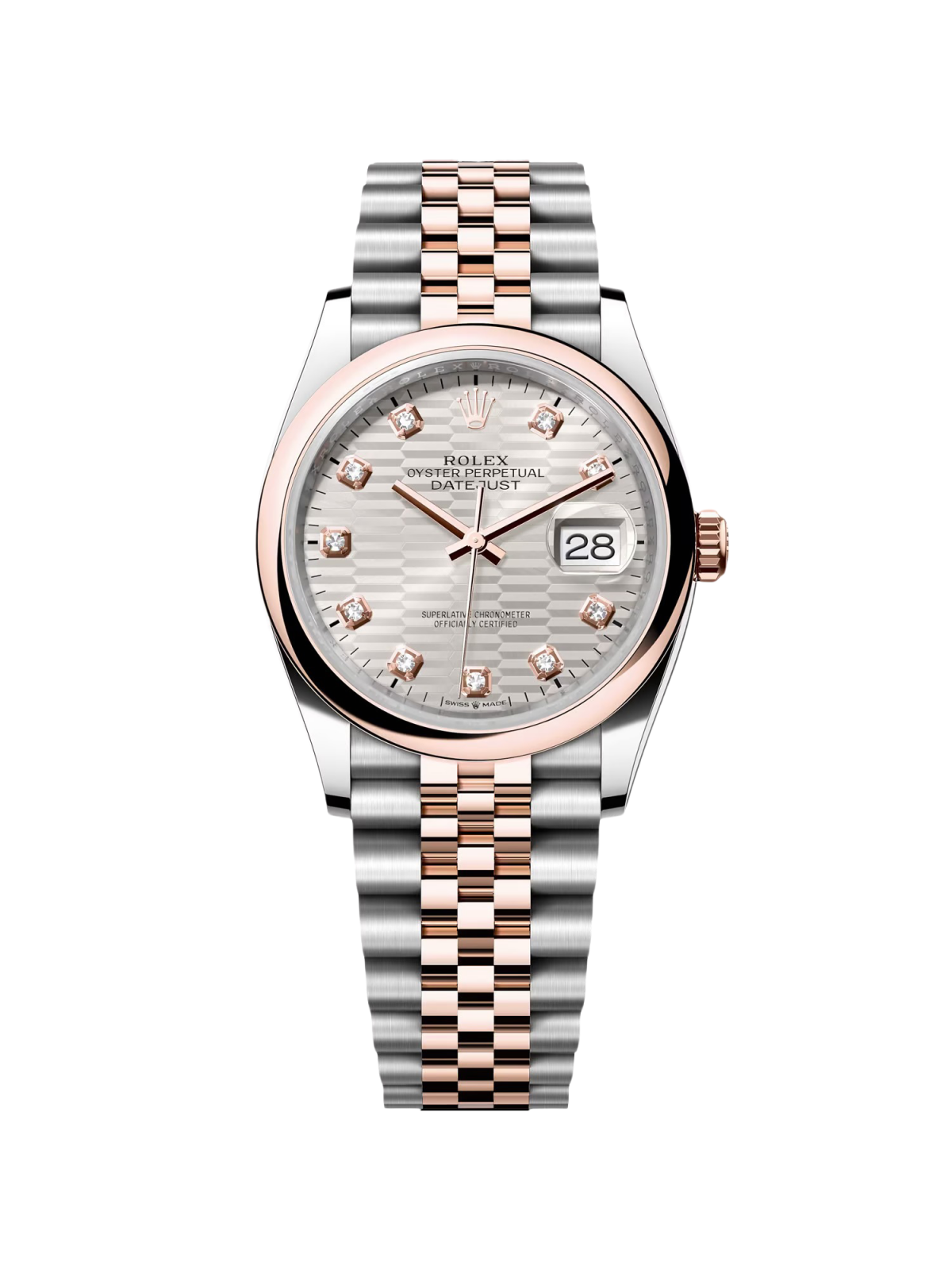 Rolex Datejust 36mm 126201 Silver Fluted Motif Diamond Dial