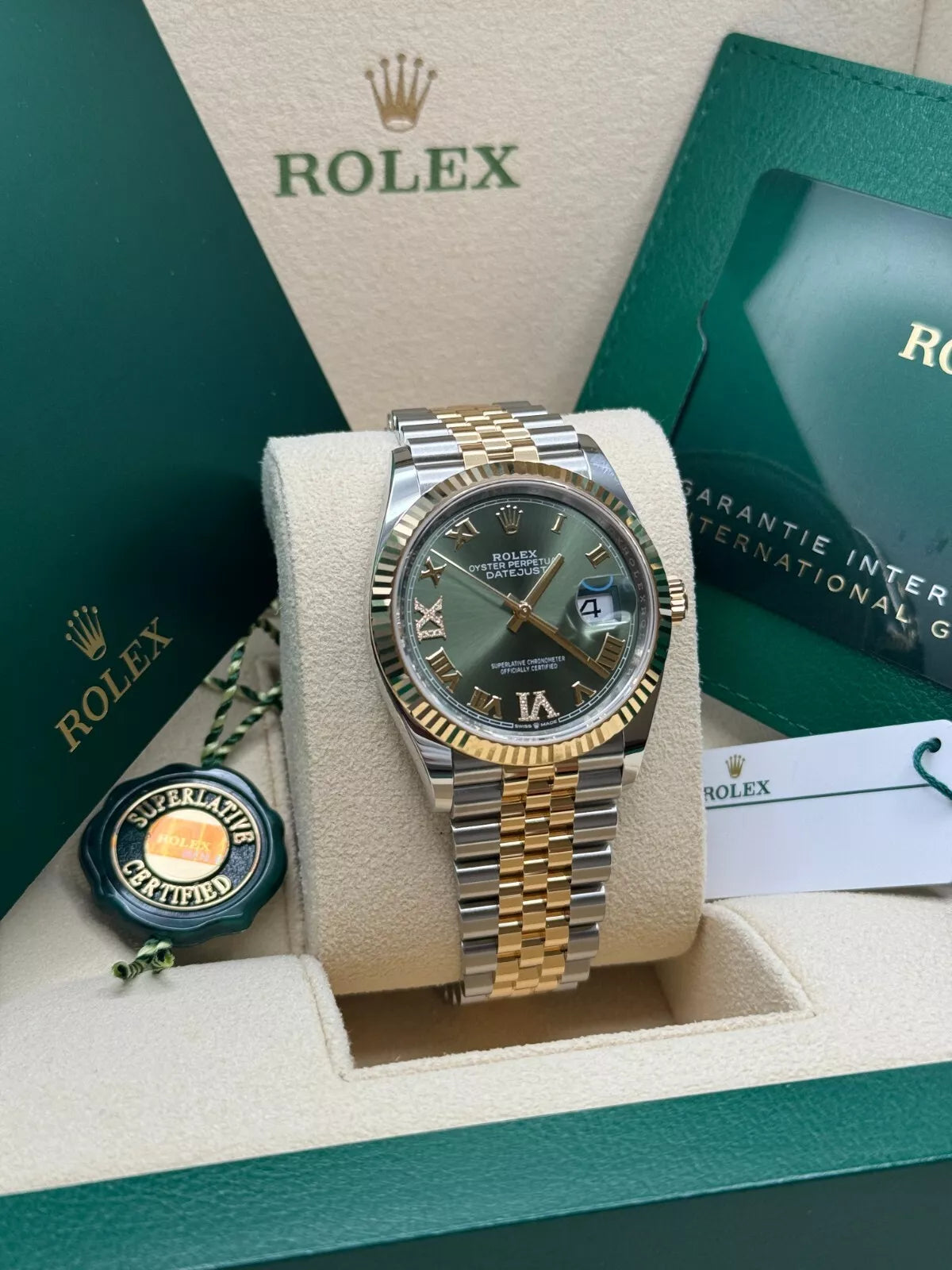 Rolex Datejust 36mm 126233 Olive-green Roman Diamond Dial Two-Tone Jubilee Bracelet - Image 3