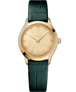 Omega De Ville Mini Trésor 26mm Yellow Dial with Diamonds Moonshine�?18k Gold Leather Strap 428.58.26.60.99.001