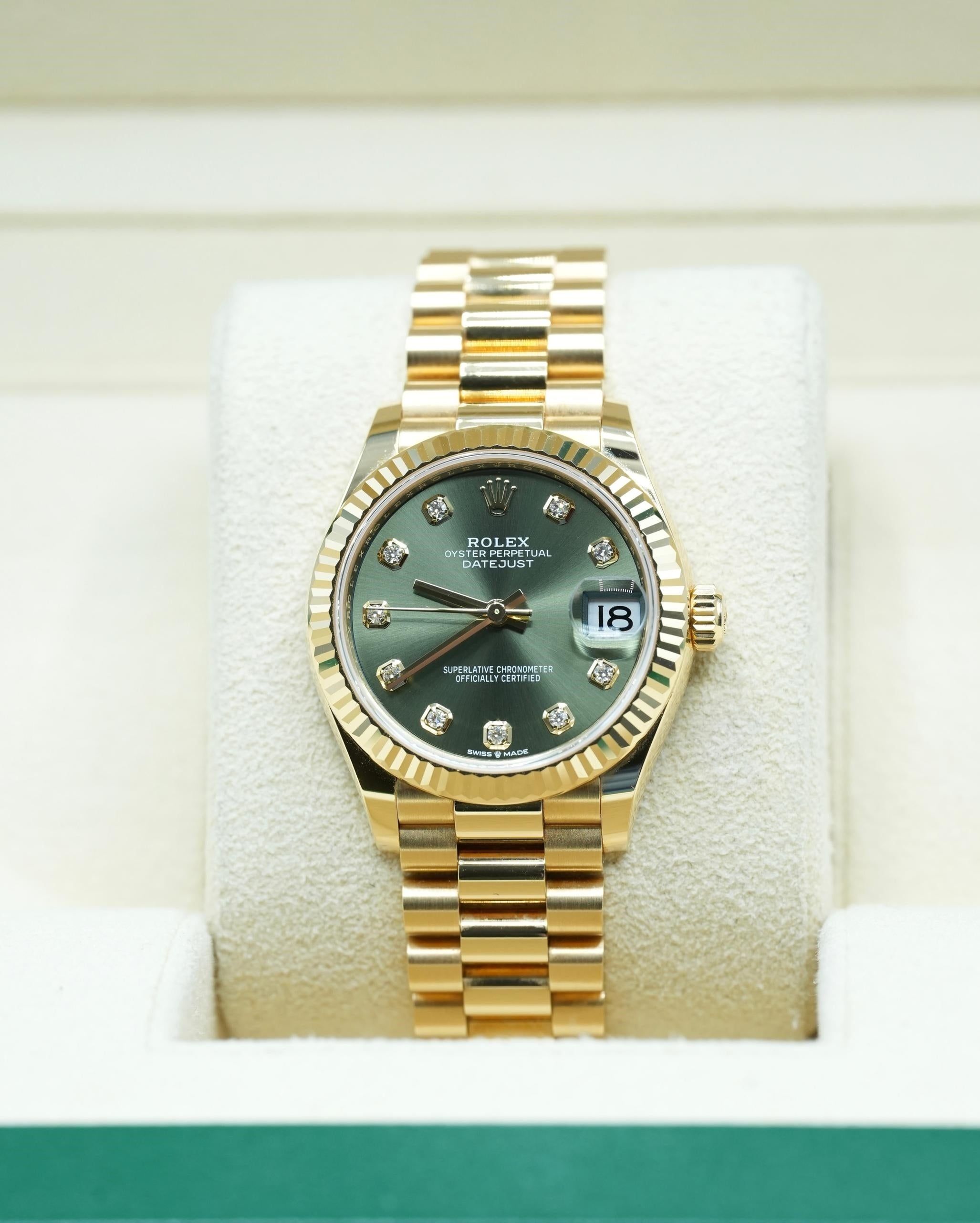 Rolex Datejust m278278-0011 Olive Green 31mm Dial President Bracelet Watch - Image 6