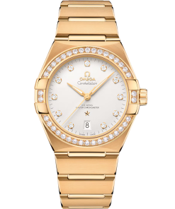 Omega Constellation 39mm Silver Dial with Diamonds 18k Yellow Gold Bracelet 131.55.39.20.52.002