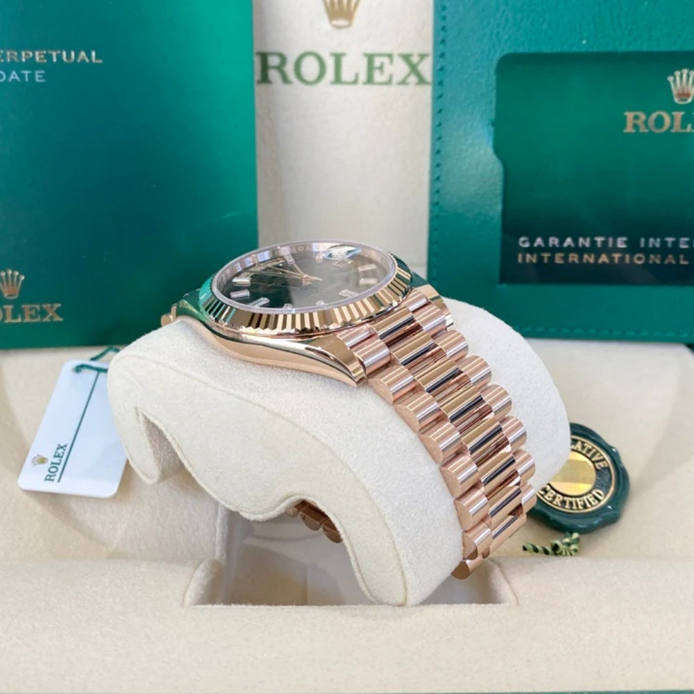 Rolex Day-Date President 40mm Everose Eisenkiesel Diamond Baguette Dial - 228235 - Image 2