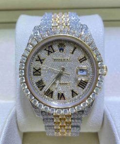 Diamond Rolex 36mm yellow two-tone dial, set with 29 carats of VS1 natural diamonds