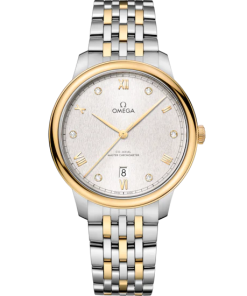 Omega De Ville Prestige 40 mm Silver Dial with Diamonds Stainless Steel and 18k Yellow Gold Bracelet 434.20.40.20.52.001