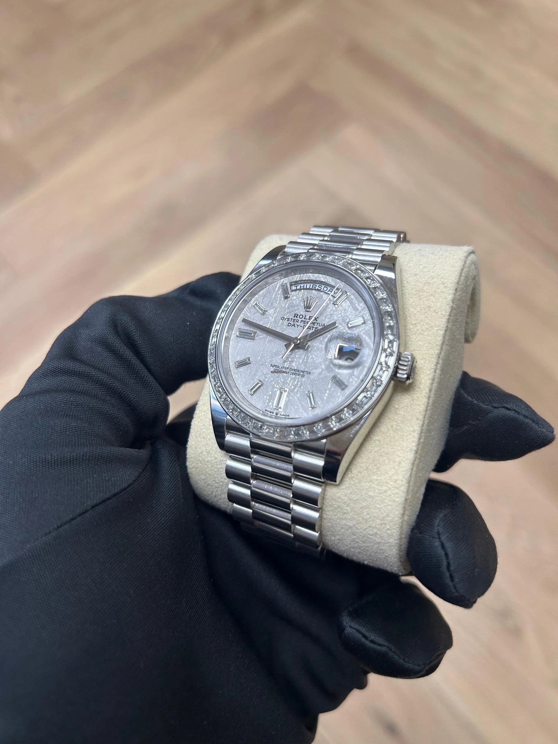 Rolex Day-Date 40mm 228396TBR-0027 Meteoriate Baguette Diamond Dial and Bezel Watch - Image 3