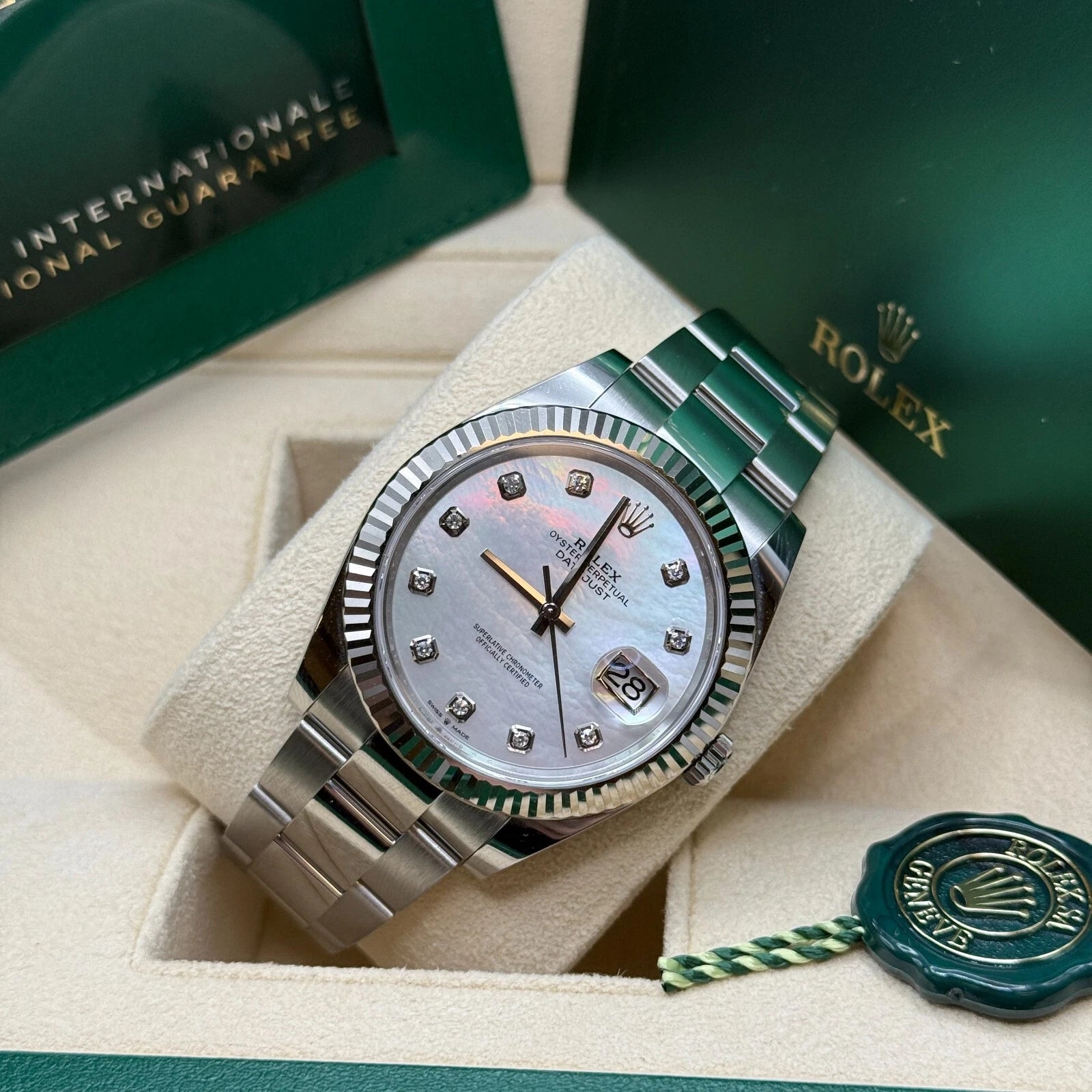 Rolex Datejust 41 Mother of Pearl Diamond Stainless Steel Fluted Oyster - 126334 - Image 12