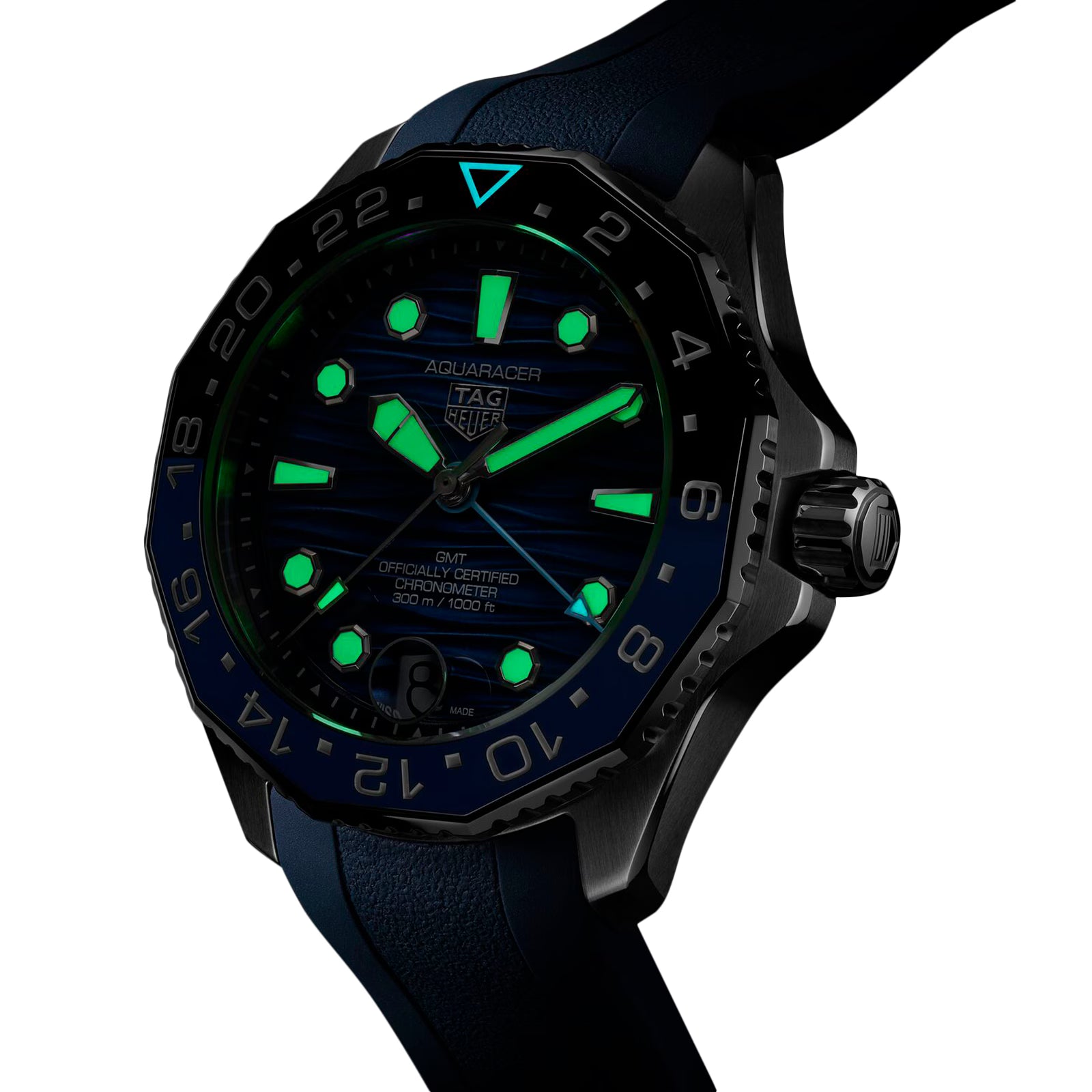 TAG Heuer Aquaracer Professional 300 GMT 42mm Mens Watch Blue Rubber WBP5114.FT6259 - Image 7