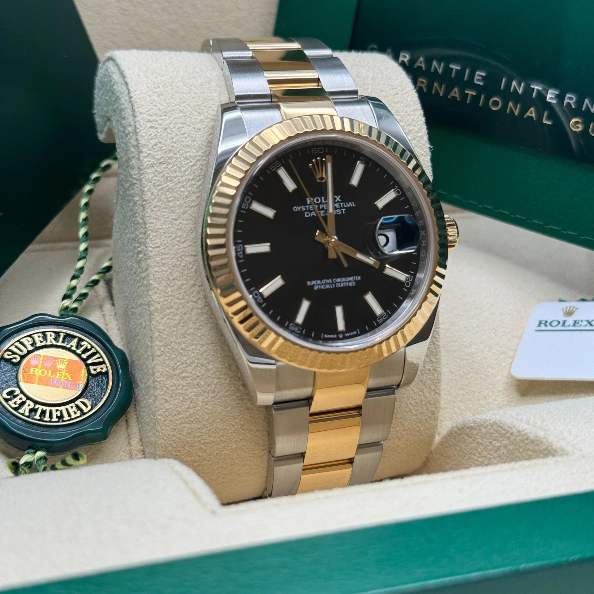 Rolex Datejust 41mm Two-Tone Yellow Gold Fluted Bezel Black Index Dial Jubilee - 126333 - Image 2