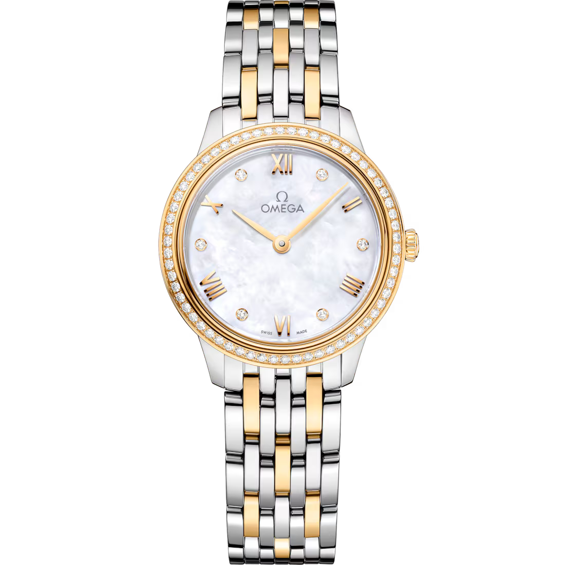 Omega De Ville Prestige, 18k Yellow Gold, Stainless Steel and Diamond-set, 27.5mm Quartz 434.25.28.60.55.001