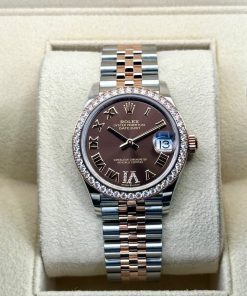 Alternative view of Rolex Datejust m278381-0005/0006 Chocolate Roman Diamond 31mm Dial Diamond-Set Bezel and Oyster Bracelet Watch