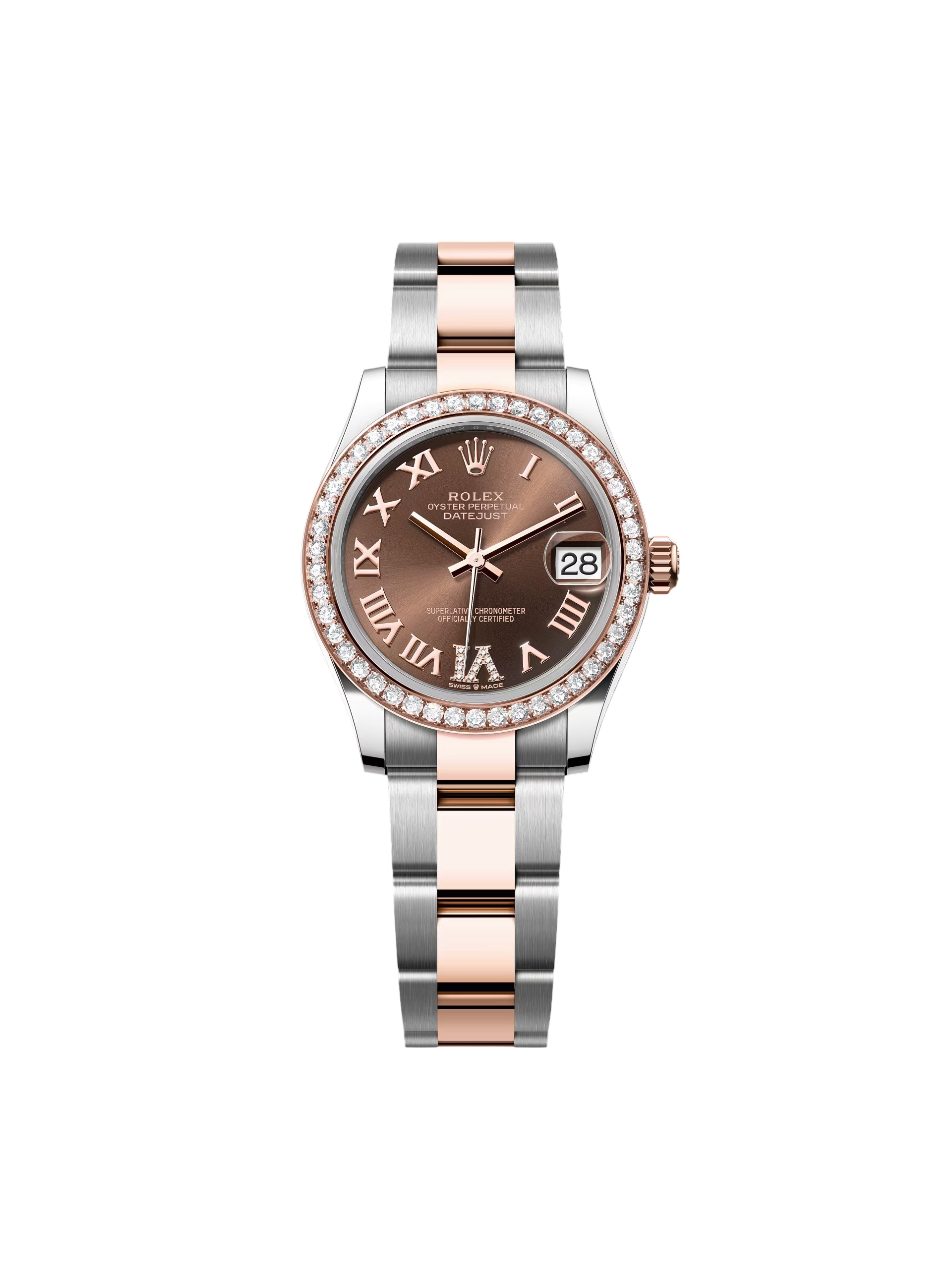 Rolex Datejust m278381-0005/0006 Chocolate Roman Diamond 31mm Dial Diamond-Set Bezel and Oyster Bracelet Watch - Image 5