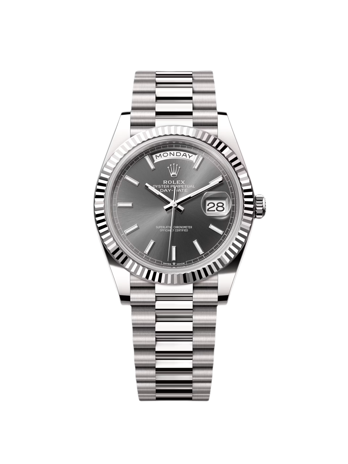 Rolex Day-Date President 40mm White Gold Grey Rhodium Index Dial - 228239
