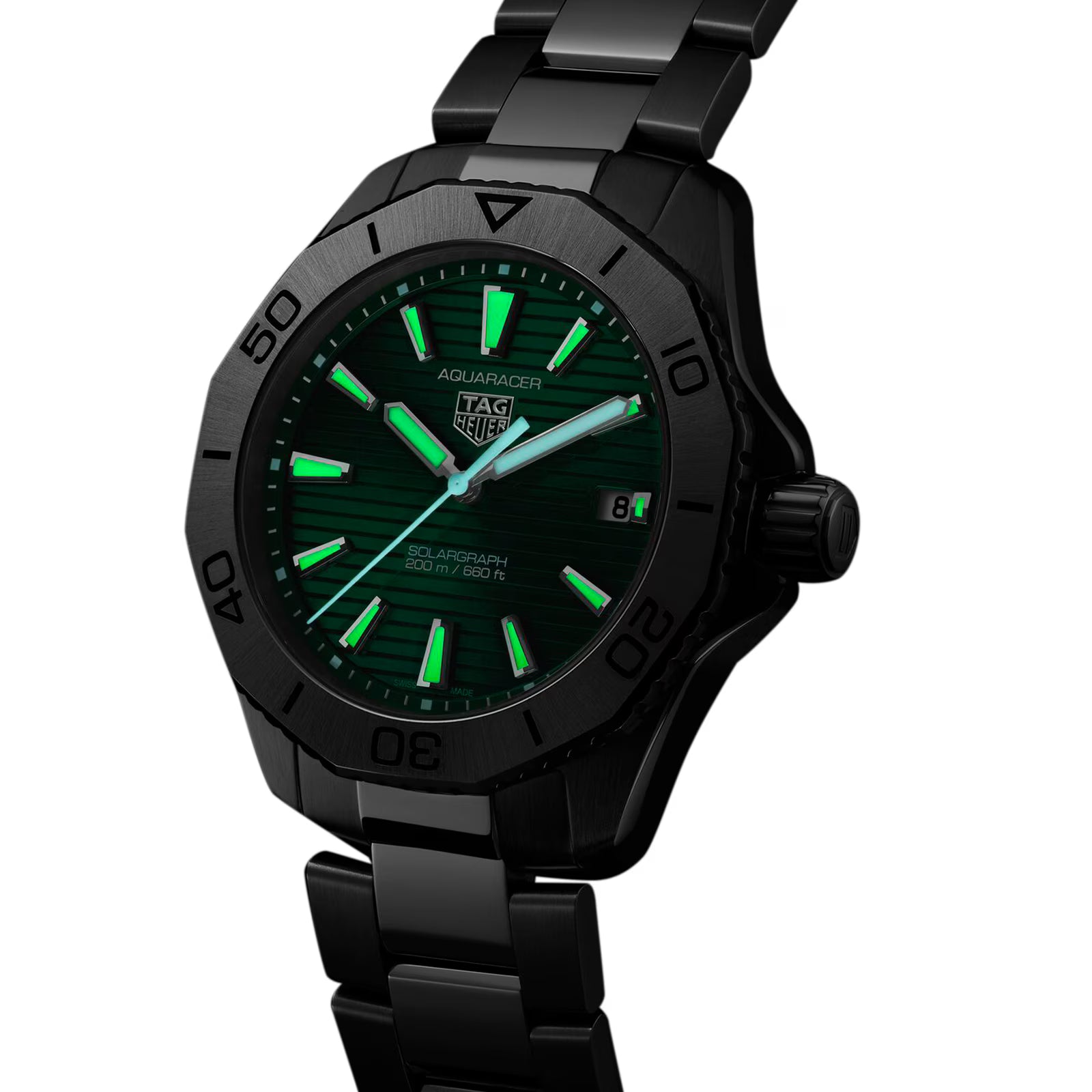 TAG Heuer Aquaracer Professional 200 Solargraph 40mm Mens Watch Green WBP1115.BA0000 - Image 6