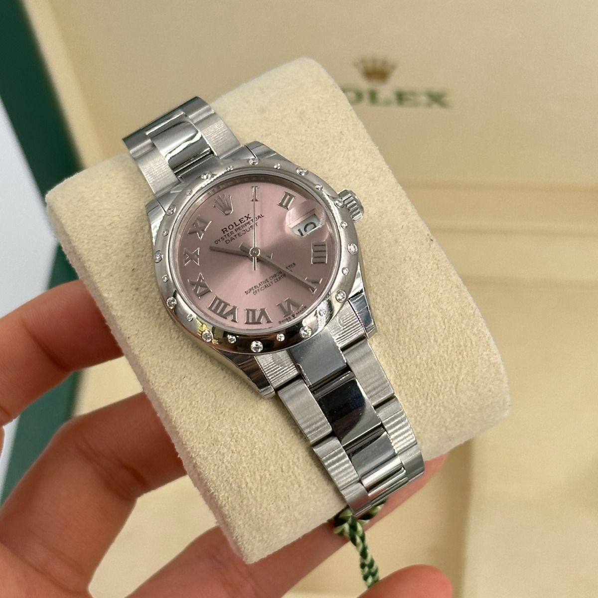 Rolex Datejust m278344-0021/0022 Pink Dial 31mm Domed Diamond Oyster Watch - Image 2