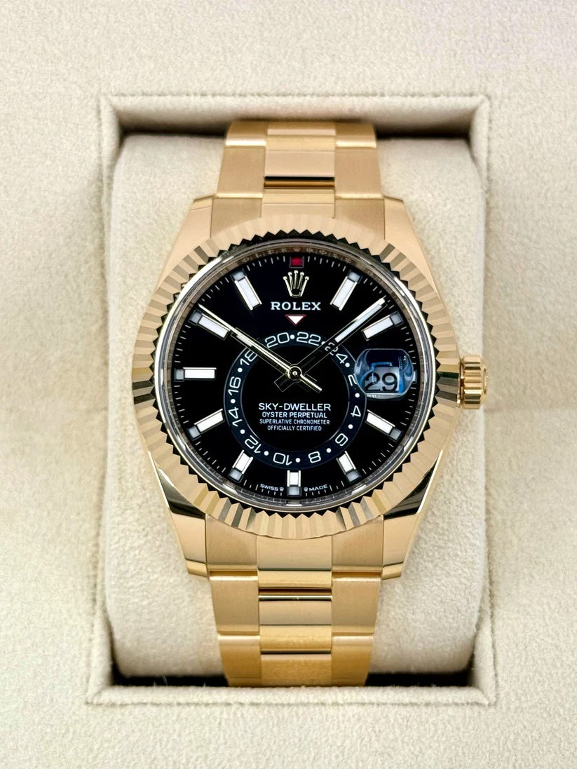 Rolex Sky-Dweller 42mm 336938-0002 Yellow Gold Black Dial Oyster - Image 8