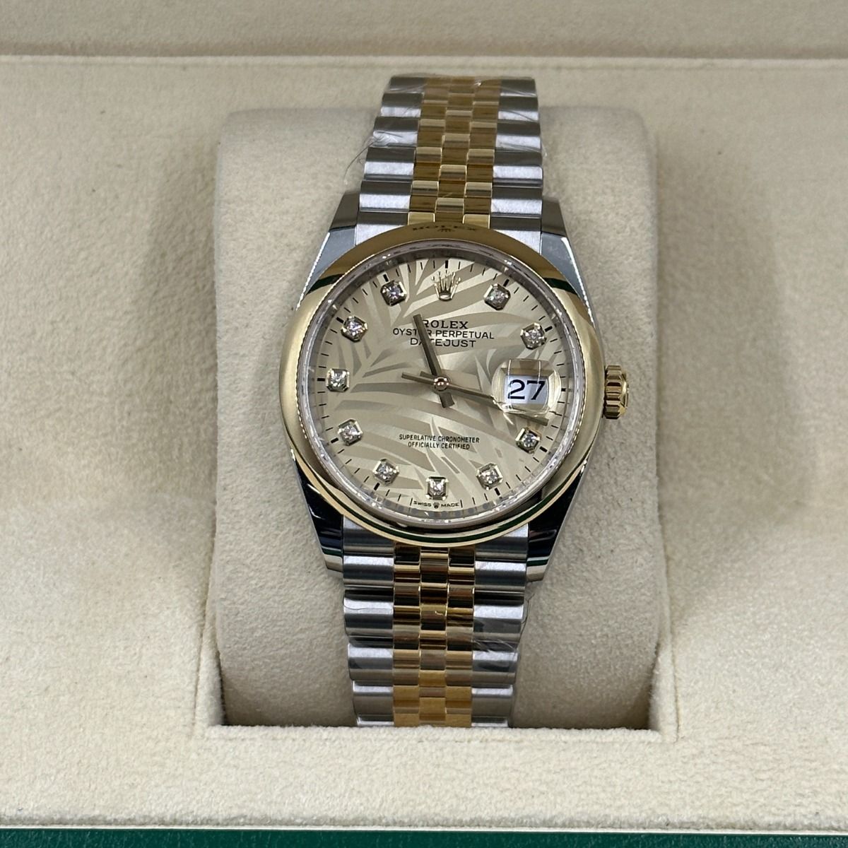 Rolex Datejust 36mm 126203 Golden Palm Dial Domed Bezel Oyster Bracelet - Image 3
