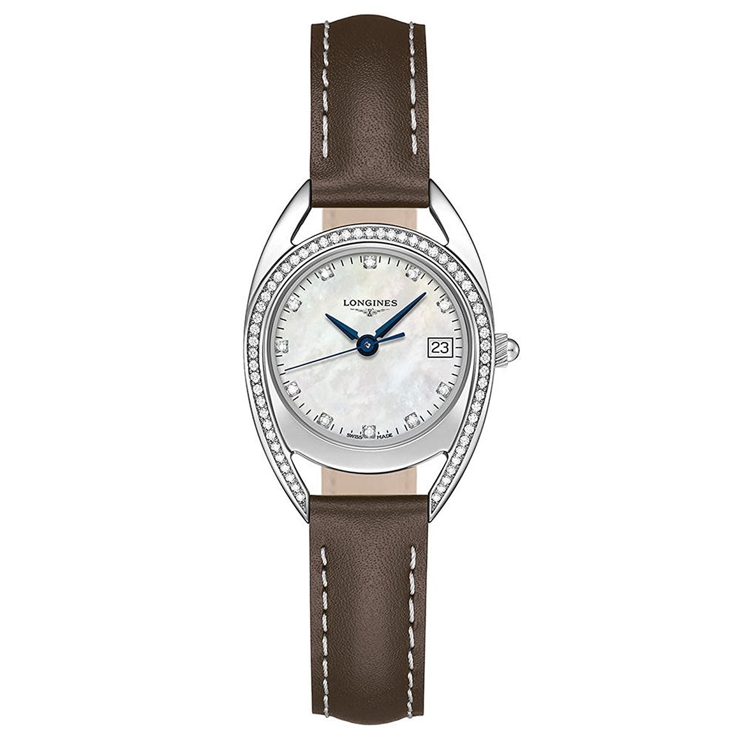 Longines Women's L6.136.0.87.2 Equestrian Diamond Brown Leather Watch