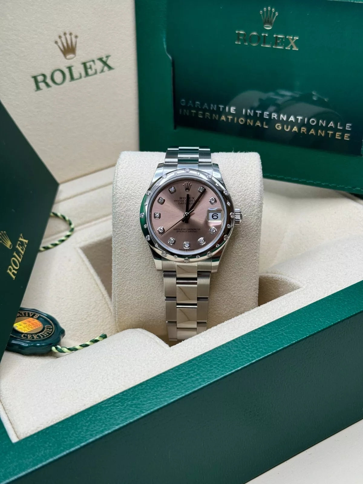 Rolex Datejust m278344-0033/0034 Pink Dial 31mm Domed Diamond Oyster Watch - Image 8