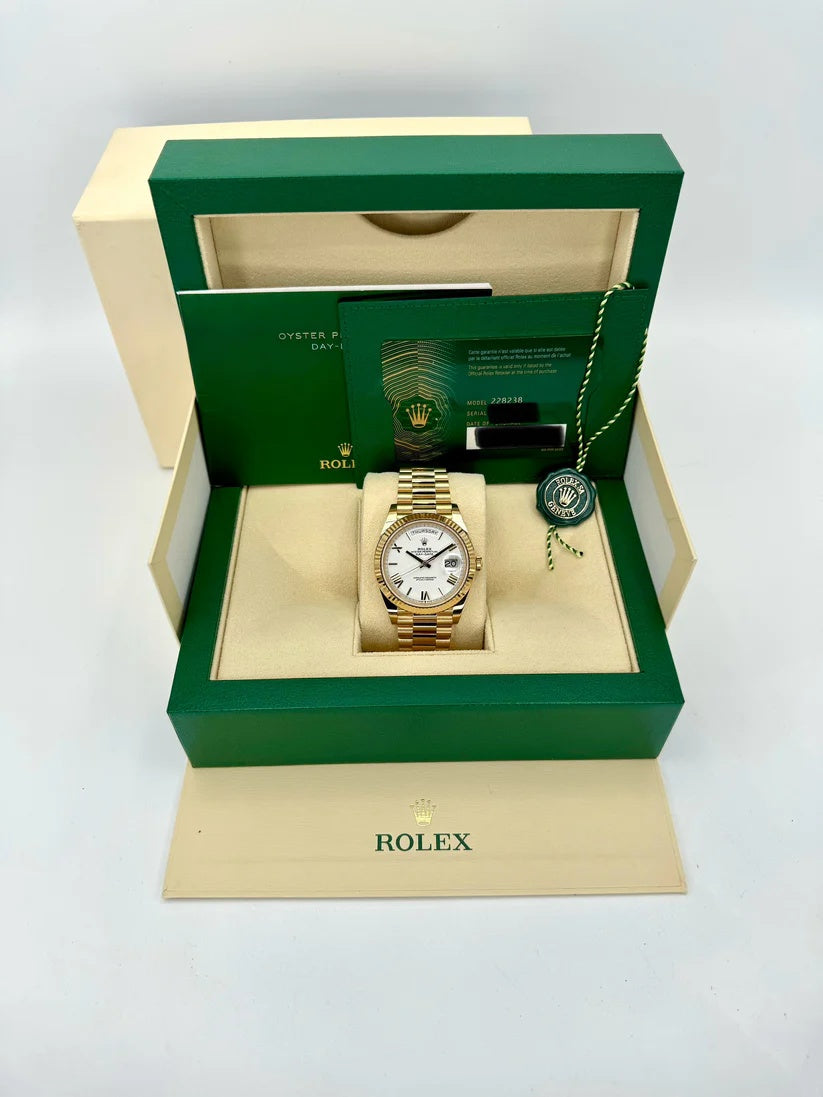 Rolex Day-Date President 40mm Yellow Gold White Roman Dial - 228238 - Image 8