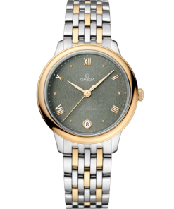 Omega De Ville Prestige 34 mm Green Dial Stainless Steel and 18k Yellow Gold Bracelet 434.20.34.20.10.001