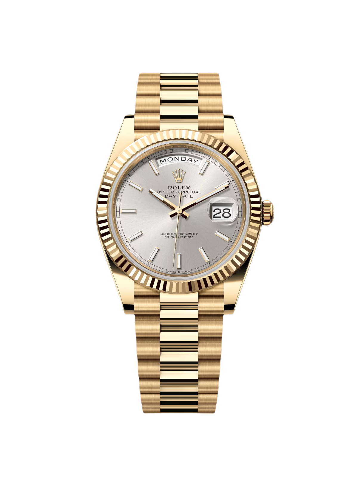 Rolex Day-Date President 40mm Yellow Gold Silver Index Dial - 228238