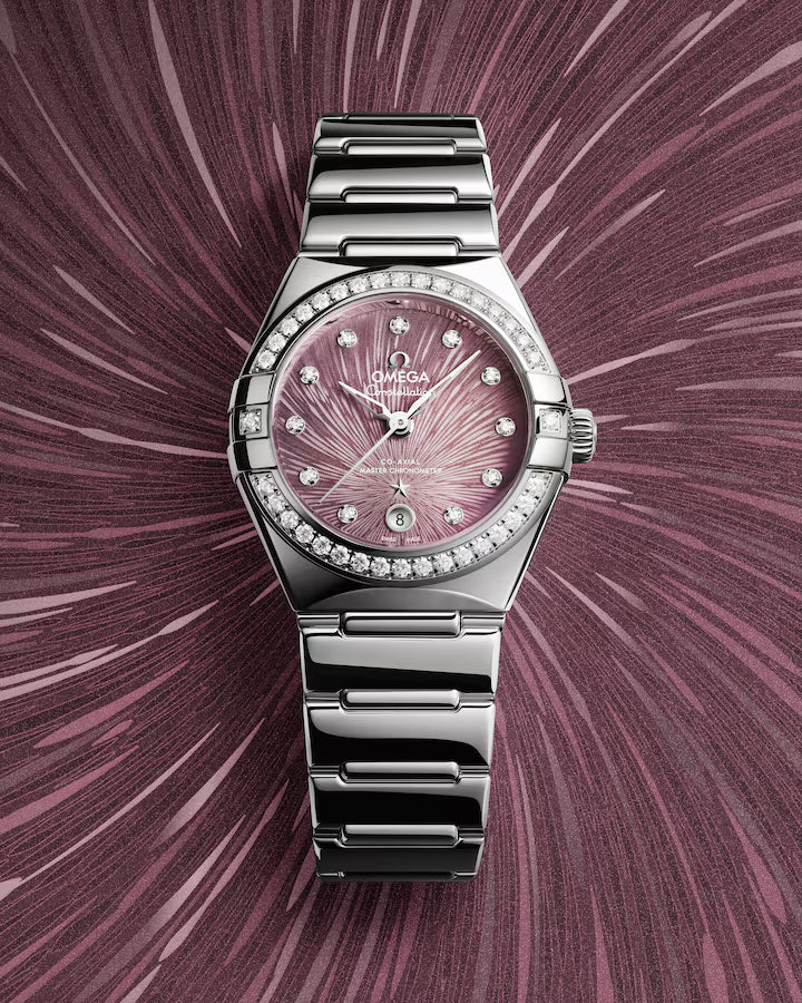 Omega Constellation - 29mm Steel Case - Diamond Bezel - PVD Lilac Dial - Signature Mono-Rang Bracelet 131.15.29.20.60.001 - Image 4