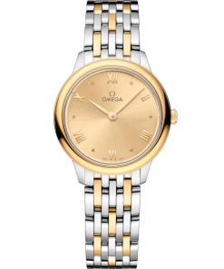 Omega De Ville Prestige 27.5 mm Yellow Dial Stainless Steel and 18k Yellow Gold Bracelet 434.20.28.60.08.001