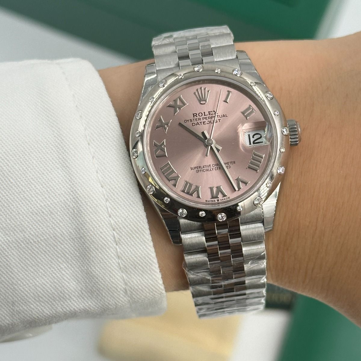 Rolex Datejust m278344-0021/0022 Pink Dial 31mm Domed Diamond Oyster Watch - Image 8