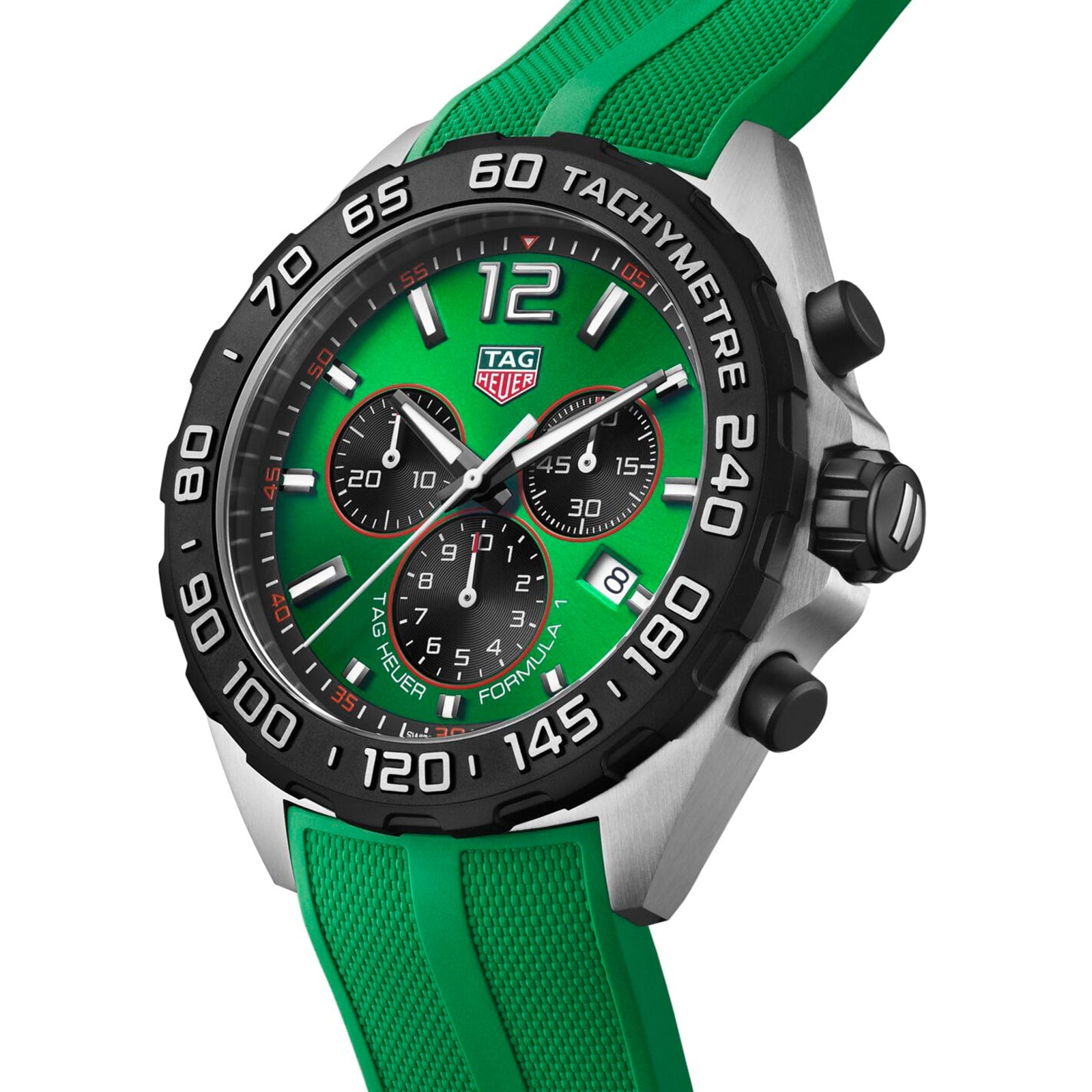 TAG Heuer Formula 1 Quartz Chronograph 200M 43mm Mens Watch Green Rubber CAZ101AP.FT8056 - Image 6