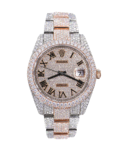 Rolex Datejust II 41mm two-tone oyster strap in rose gold.
