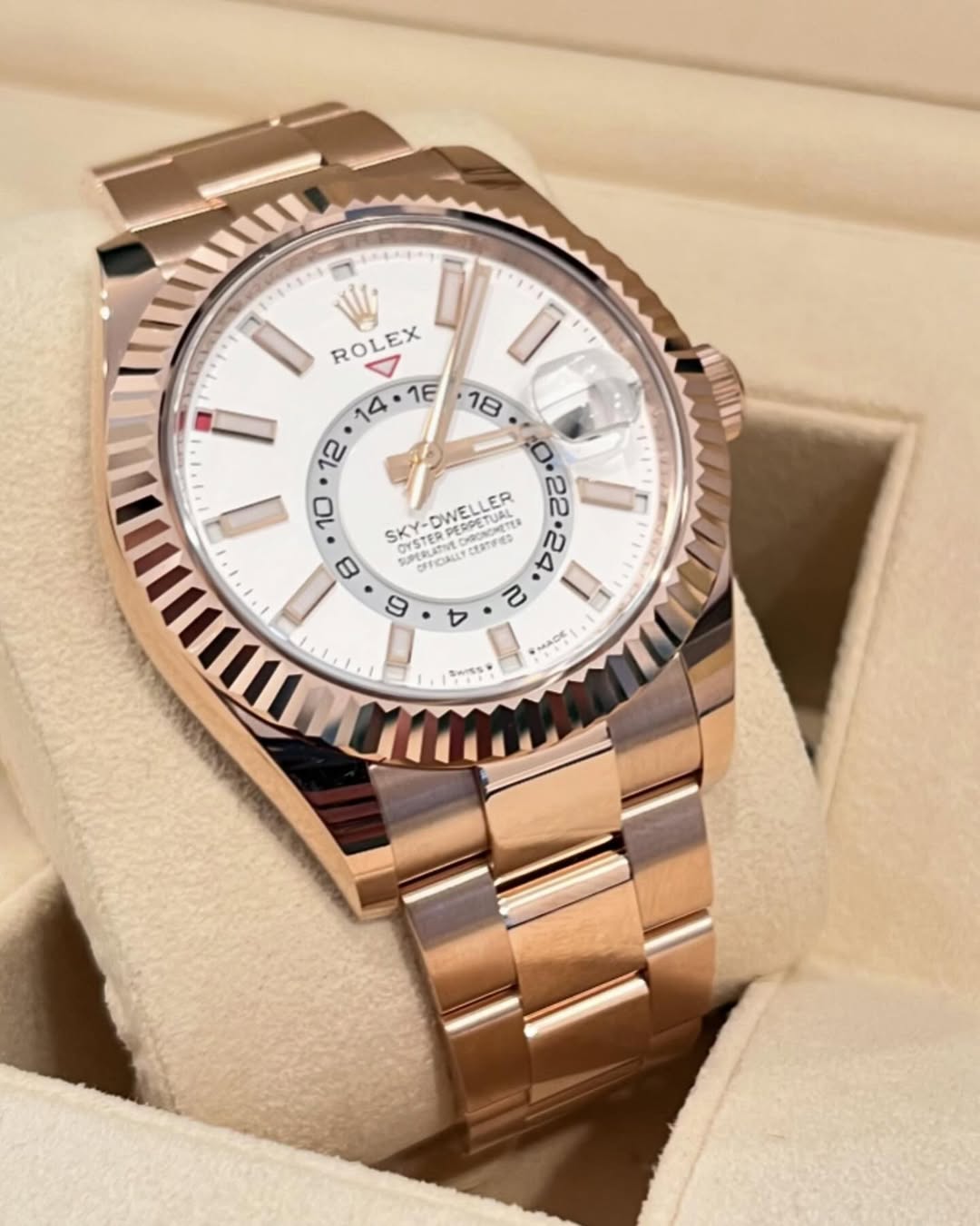 Rolex Sky-Dweller 42mm 336935-0003 Rose Gold White Dial Oyster - Image 7