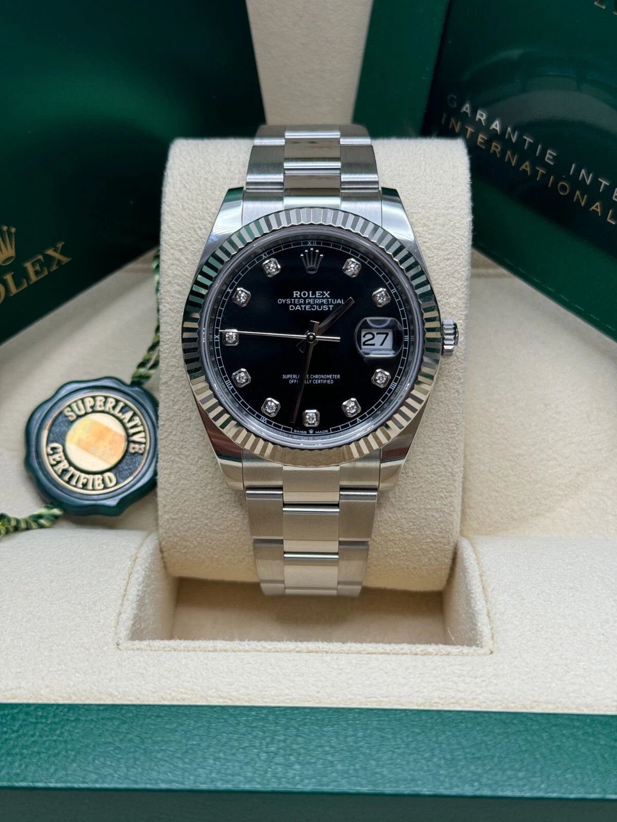 Rolex Datejust 41mm 126334 Black Diamond Oyster Stainless Steel Mens Watch - Image 3
